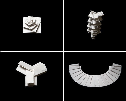Renderings of folded fabric configurations. Images courtesy Issey Miyake.